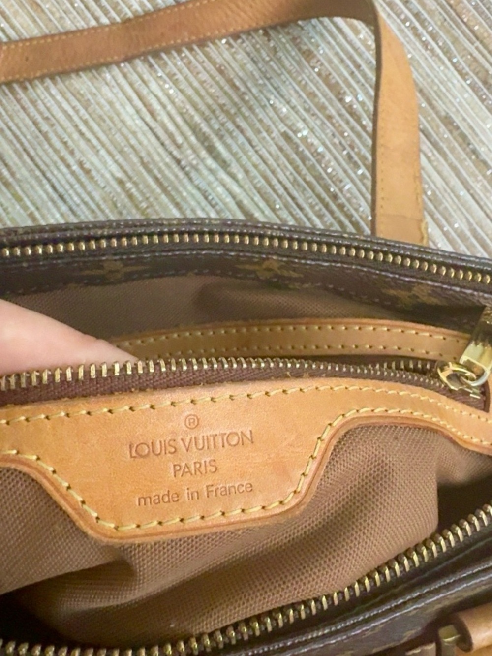 Louis Vuitton Brown Monogram Canvas Tote with Tan Straps - Picture 7 of 7